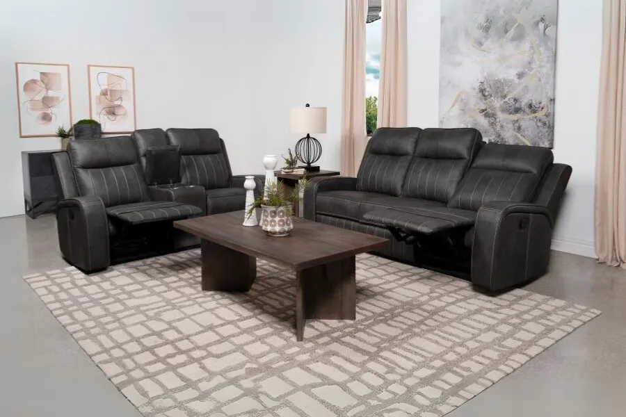 Raelynn 2-piece Upholstered Reclining Sofa Set Grey 603191-S2