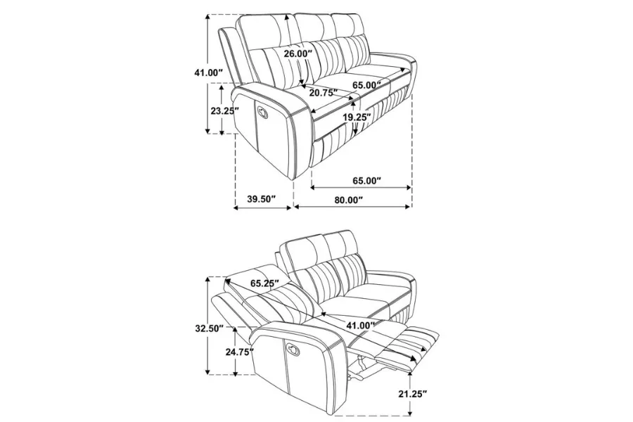 Raelynn 2-piece Upholstered Reclining Sofa Set Grey 603191-S2