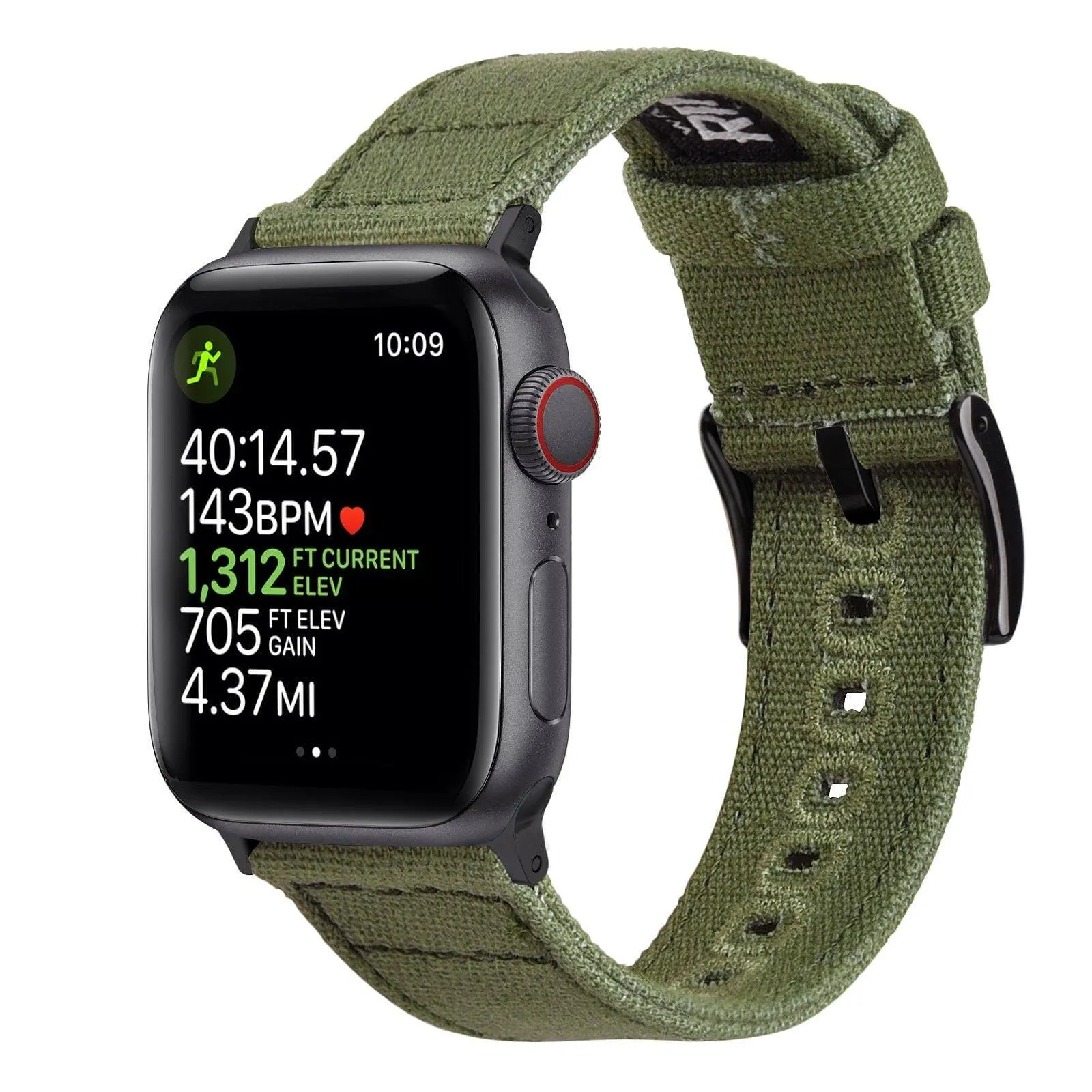 Ritche Army Green Canvas Watch Band For Apple Watch Series 7/6/5/4/3/2/1/SE