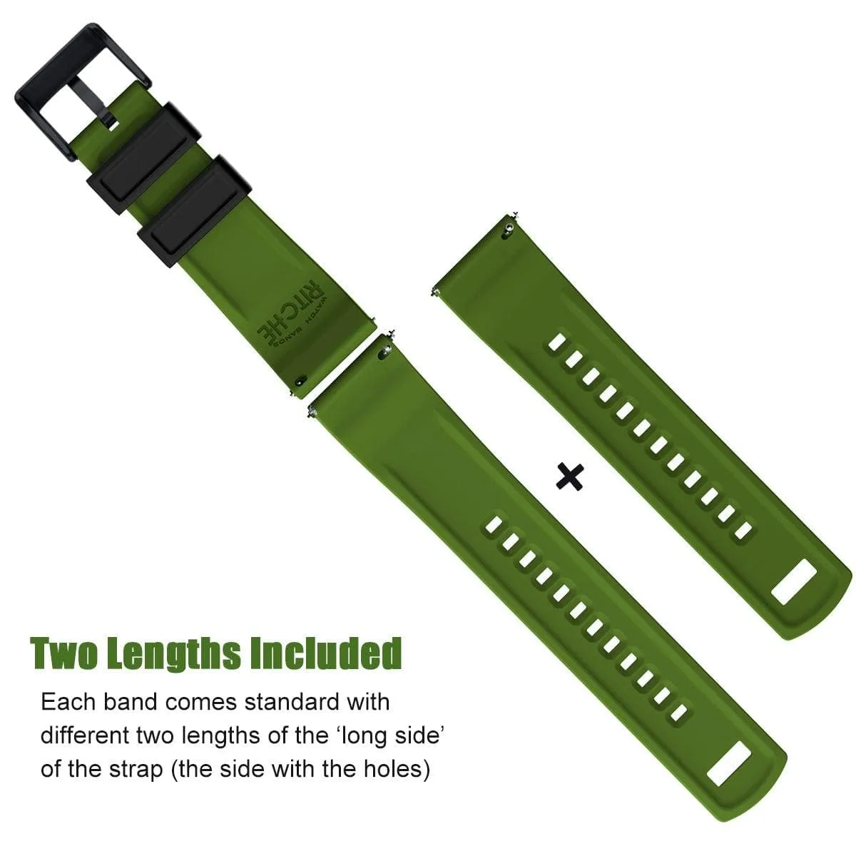 Ritche Black/Neon Classic Quick Release Silicone Watch Bands