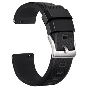 Ritche Sports Silicone Quick Release Watch Bands-Black/Silver Buckle