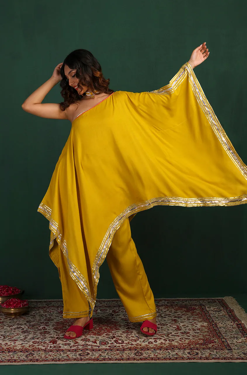 ROOH -Cyber Yellow  One-Shoulder Two Piece Set