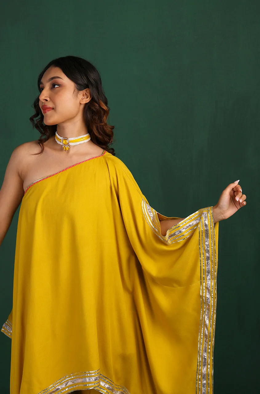 ROOH -Cyber Yellow  One-Shoulder Two Piece Set