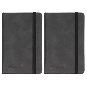 Silvine Executive Soft Feel A6 Black Pocket Notebook 160 Pages Lined (2 Pack)