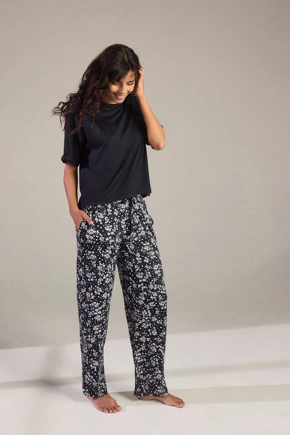 Soft Touch Pyjama Set - Black Floral