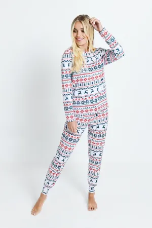 Soft Touch Pyjama Set - White Christmas Print