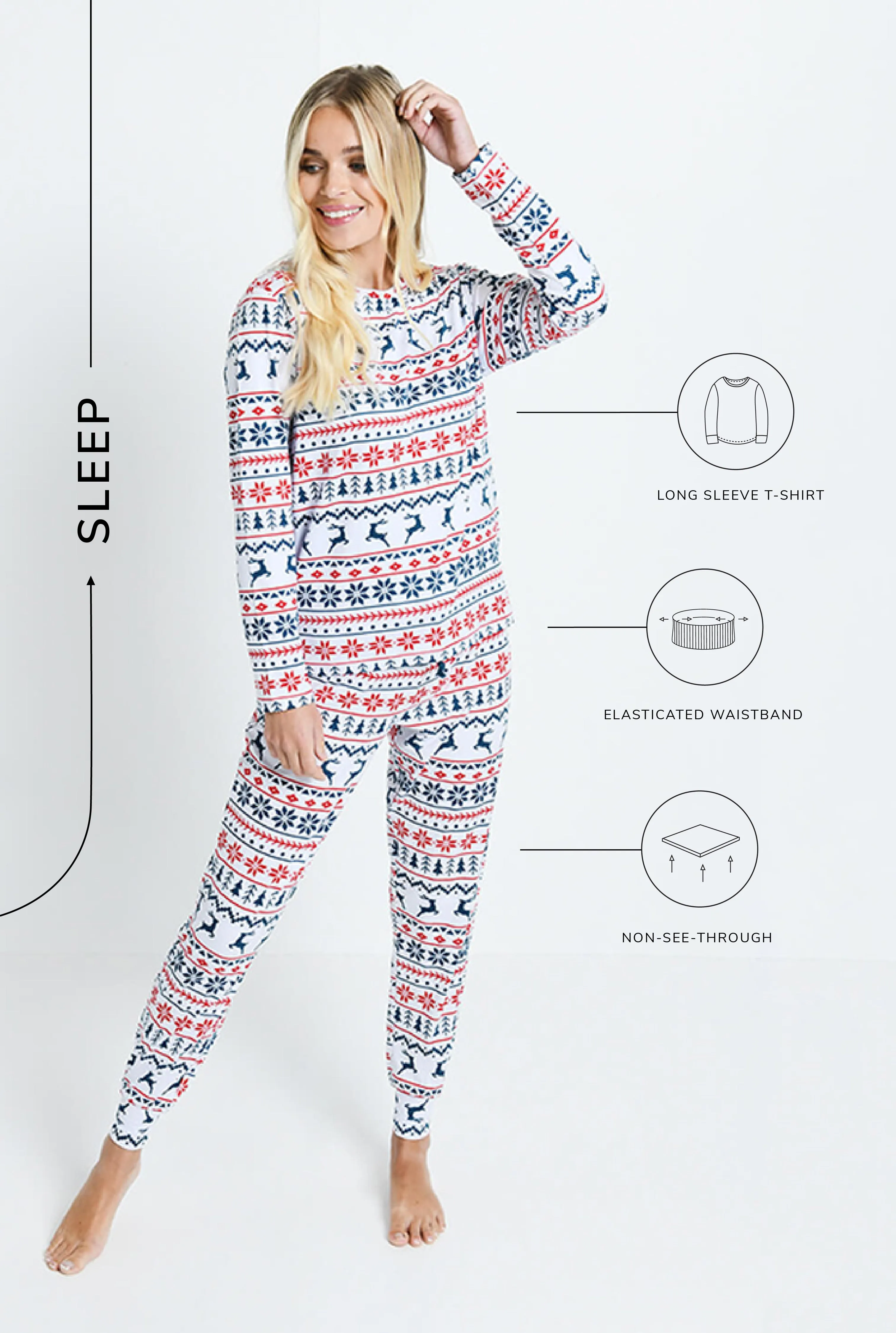 Soft Touch Pyjama Set - White Christmas Print