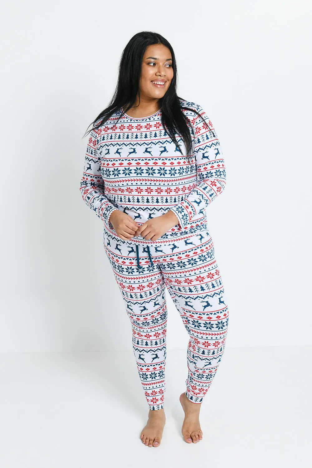 Soft Touch Pyjama Set - White Christmas Print