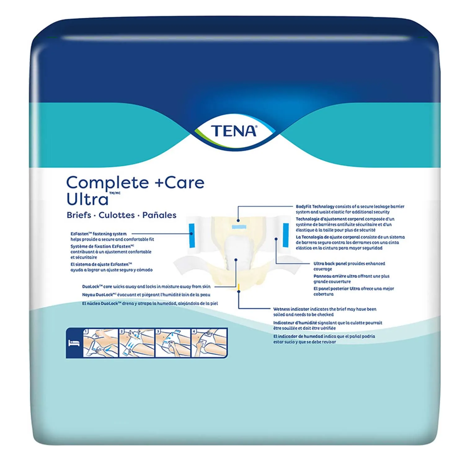 TENA Complete  Care Ultra Incontinence Brief 52"- 62", Moderate Absorbency, Unisex, X-Large